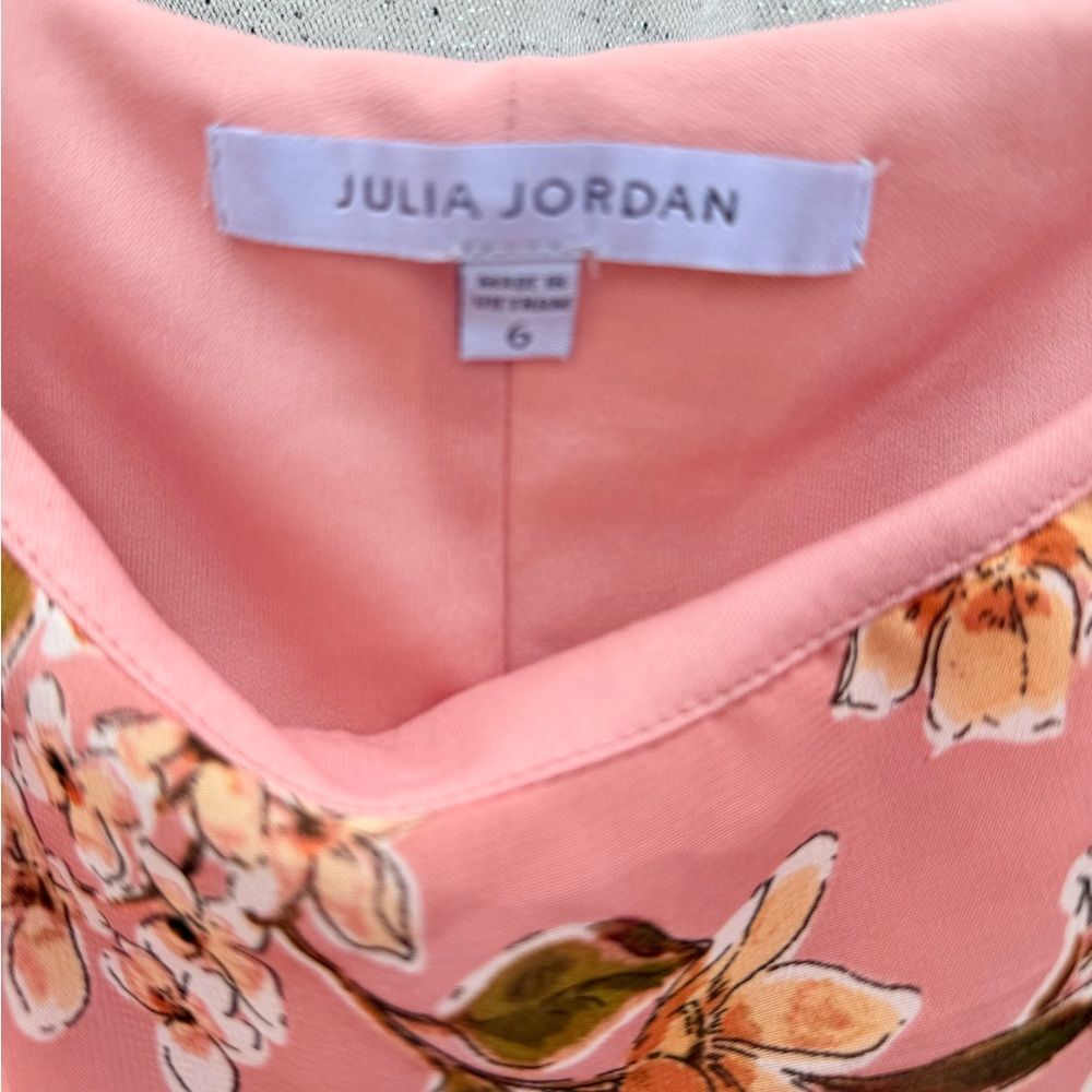 Julia Jordan Floral Ruffle Dress in Pink and Green - Picture 6 of 7
